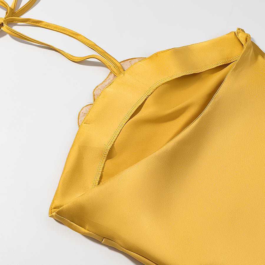 Neckholder-Kleid mit Blumen-Verzierung