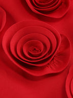 Rotes Blumen-Kleid in A-Linie