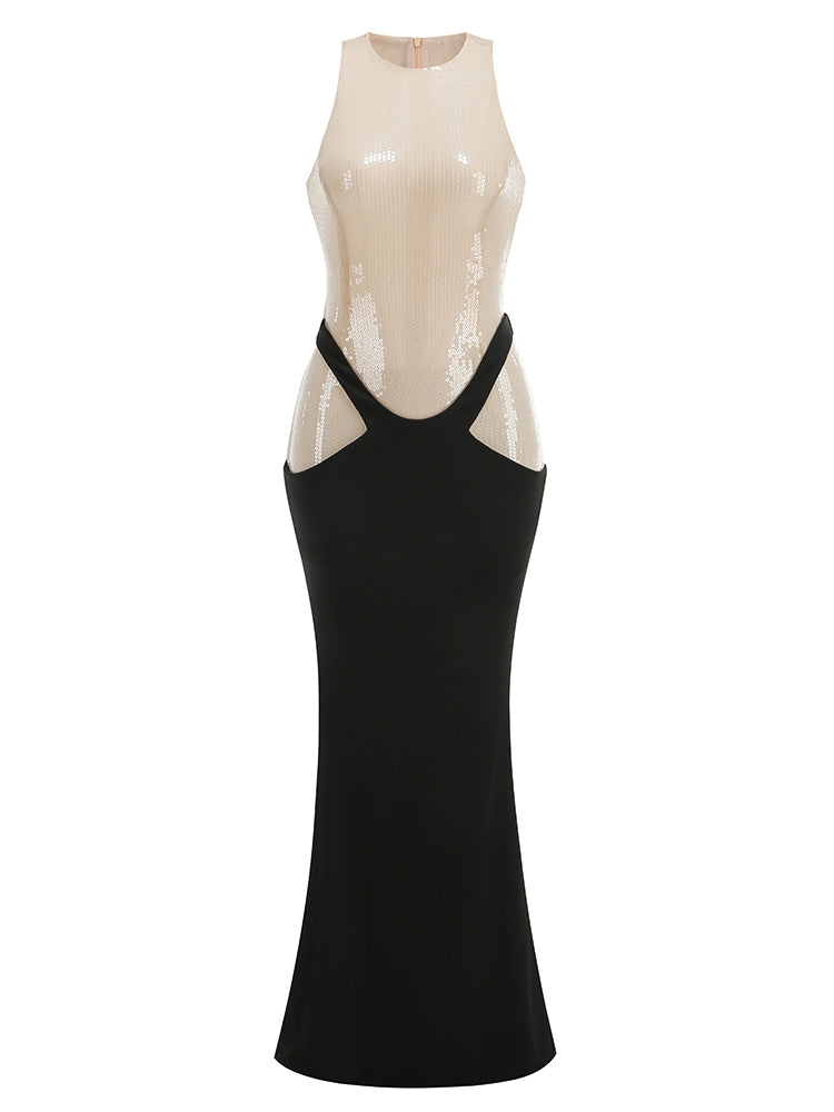 Paillettenkleid mit Kontrast-Details