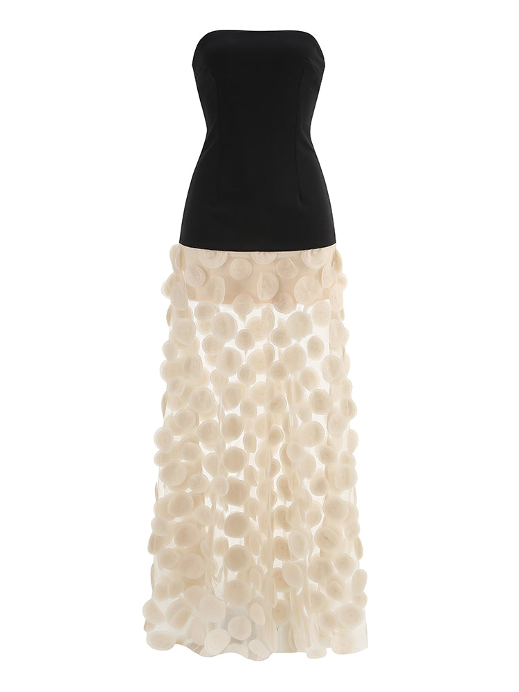 Gepunktetes Mesh-Kleid in A-Linie