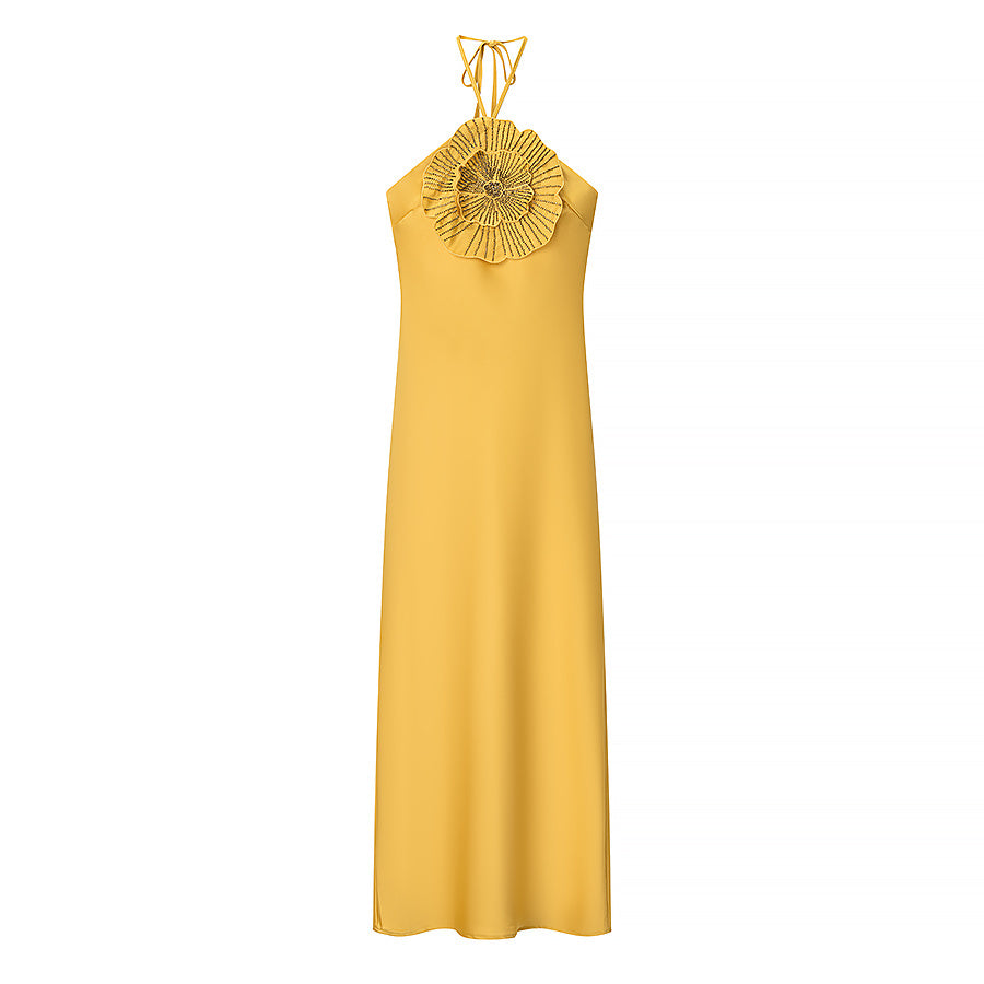 Neckholder-Kleid mit Blumen-Verzierung