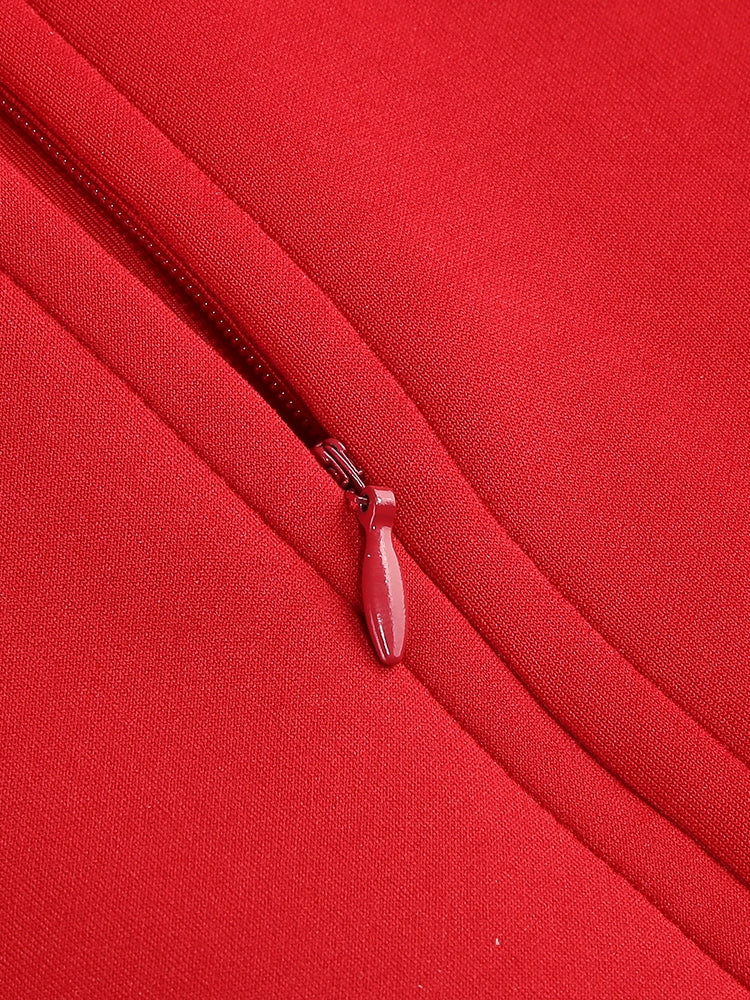 Rotes Blumen-Kleid in A-Linie