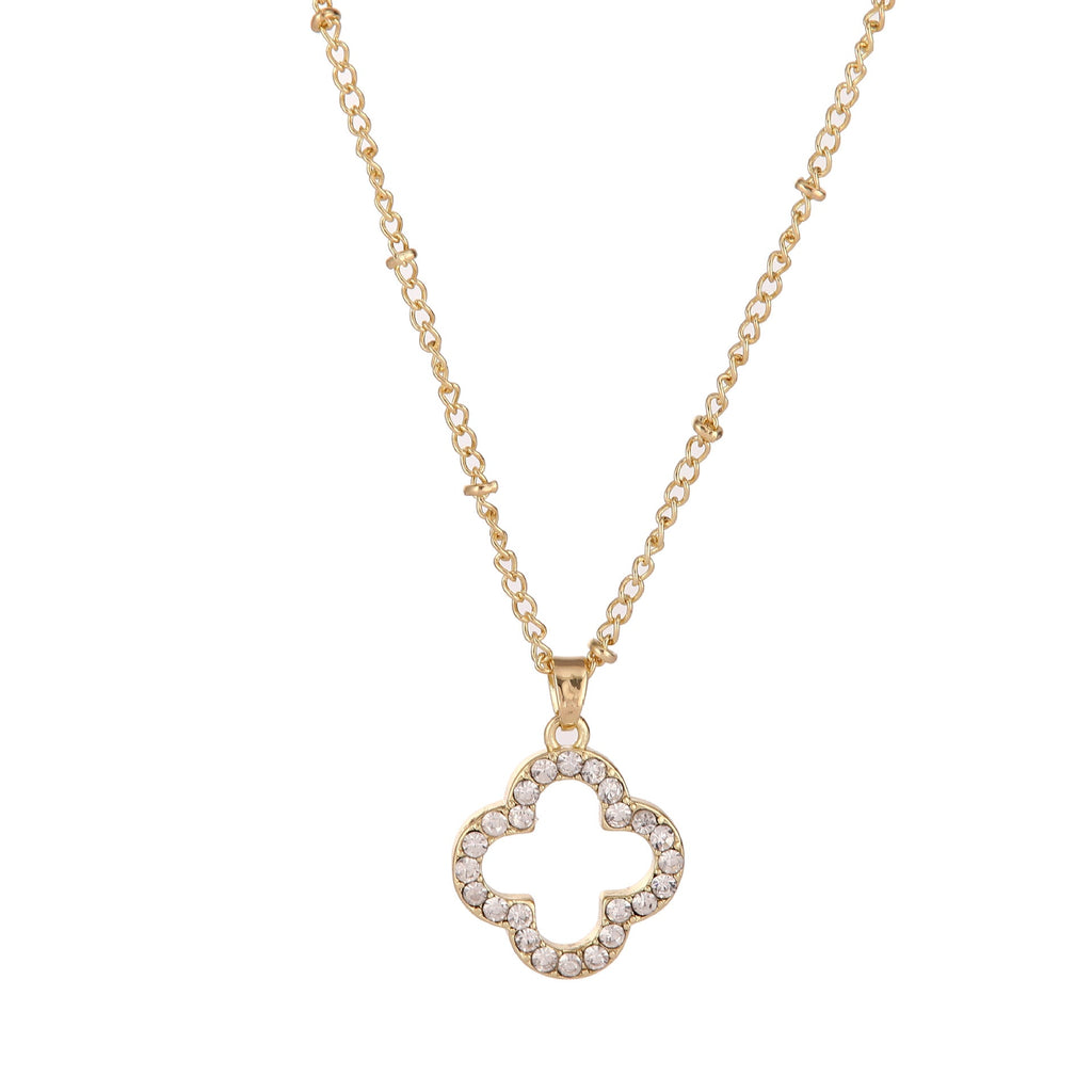 Kleeblatt-Halskette mit Moissanit