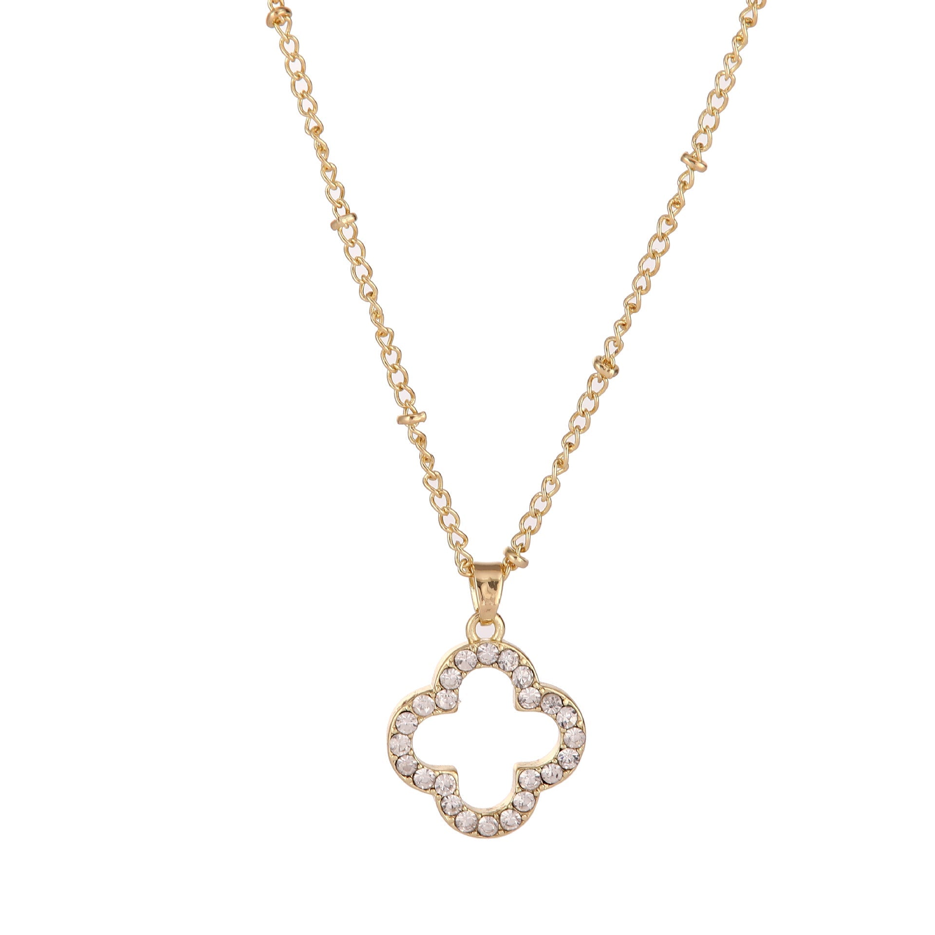 Kleeblatt-Halskette mit Moissanit