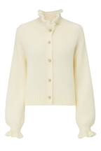 Rüschen-Cardigan mit Perlenknöpfen