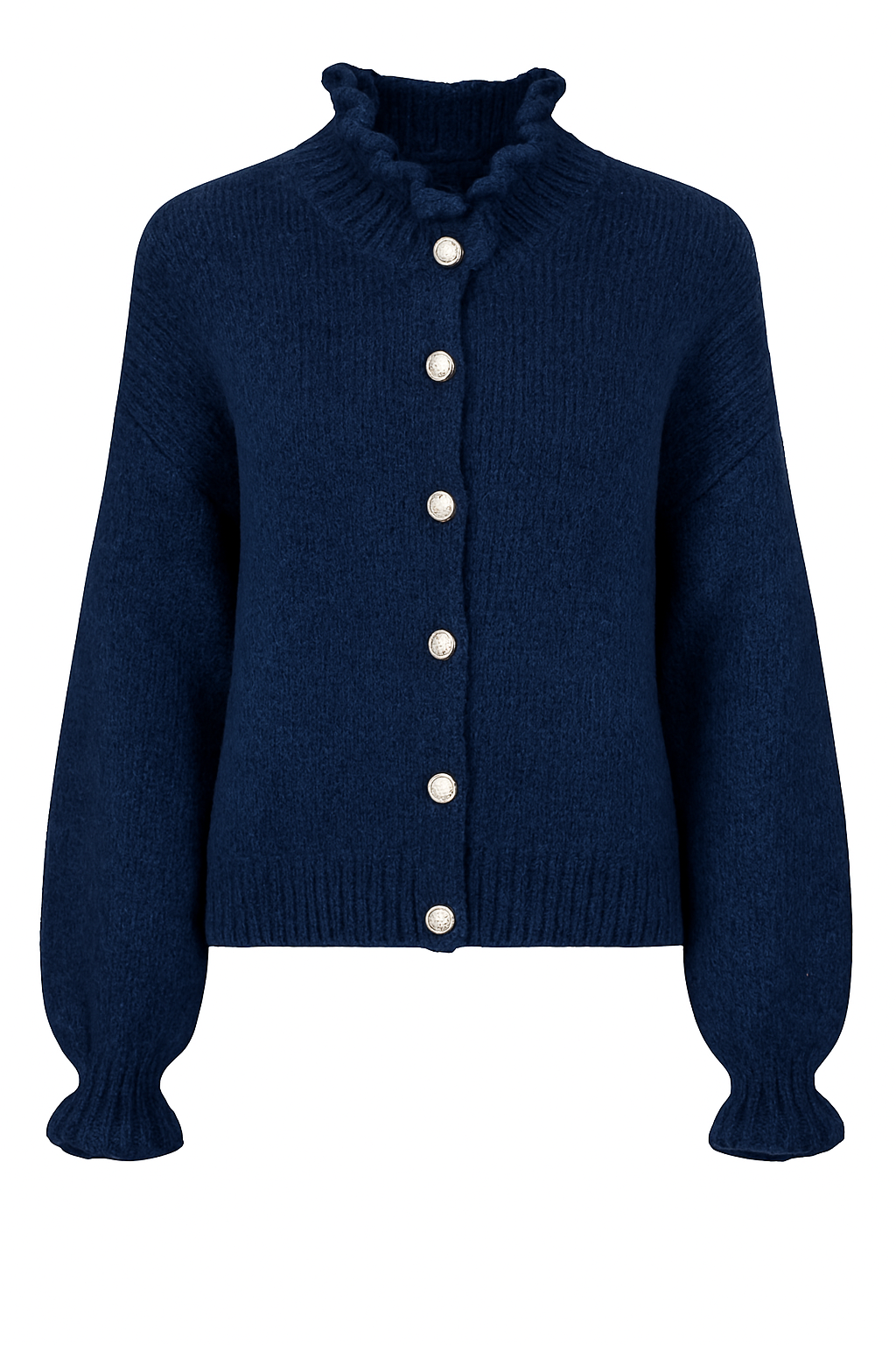 Rüschen-Cardigan mit Perlenknöpfen